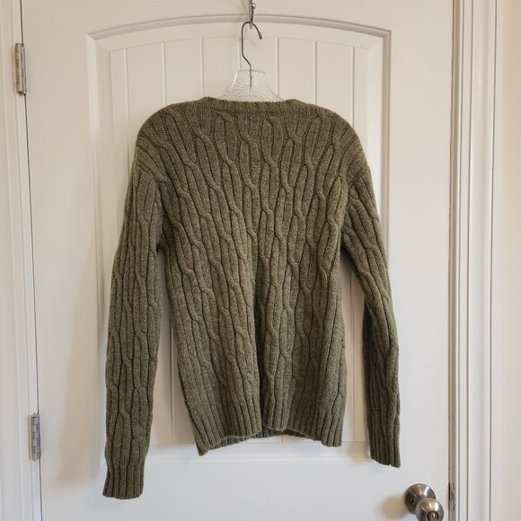 Cable Knit Olive Green Wool Sweater By Polo Sport Ralph Lauren Size L - Picture 3 of 7